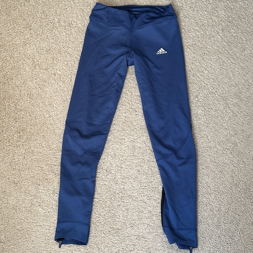 Women Adidas Aeroready Running Pants Skinny Athletic Blue Size XS